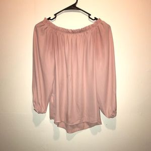 Mauve off the shoulder long sleeve blouse